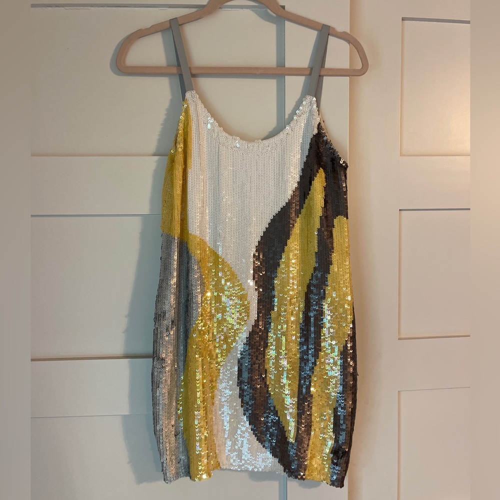 Catherine Malandrino Sequin Dress with Yellow and Silver